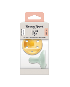 Suzeta ortodontica Breast Like, Galben/Verde Mint, 0-6 luni, 2 bucati, Tommee Tippee