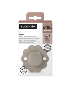 Suzeta fiziologica din silicon Wonder, 6-18 luni, gri, 1 bucata, Suavinex