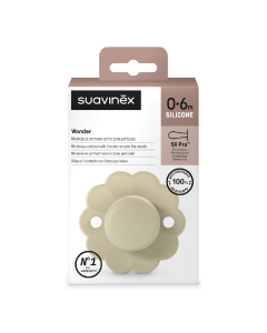 Suzeta fiziologica din silicon Wonder, 0-6 luni, crem, 1 bucata, Suavinex