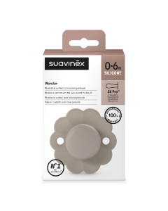 Suzeta fiziologica din silicon Wonder, 0-6 luni, gri, 1 bucata, Suavinex