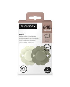 Suzeta fiziologica din silicon Wonder, 6-18 luni, aqua-verde, 2 bucati, Suavinex