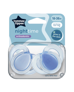 Suzete ortodontice Night Time, 18-36 luni, 2 bucati, Albastru, Tommee Tippee
