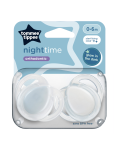 Suzete ortodontice Night Time, 0-6 luni, 2 bucati, Alb, Tommee Tippee