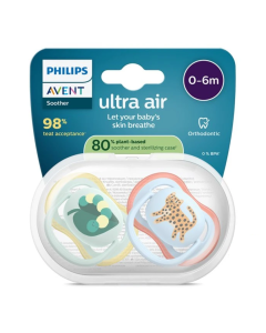 Suzete Ultra Air, 0-6 luni, SCF087/02, Tigru/Frunza, 2 bucati, Philips Avent
