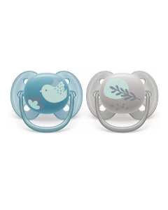 Suzete ultra soft, 6-18 luni, bleu/gri, 2 bucati, SCF091/15, Avent