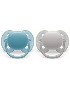 Suzete ultra soft, 6-18 luni, 2 bucati, bleu/gri, SCF091/17, Avent