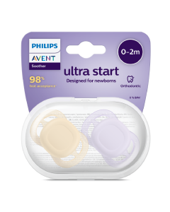 Suzete Ultra Start, SCF075/01, Mov/Portocaliu, 0-2 luni, 2 bucati, Philips Avent