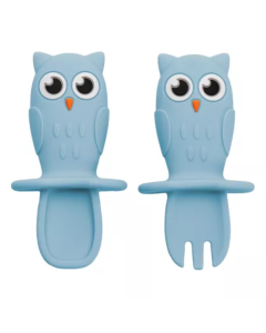 Set Tacamuri din silicon Bufnita, 6 luni+, Aqua Blue, Appekids