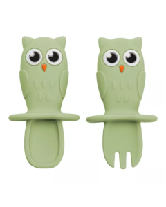 Set tacamuri din silicon Bufnita, 6 luni+, Raw Green, Appekids