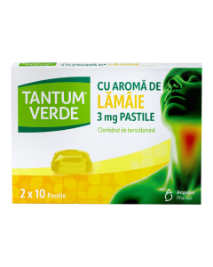 Tantum Verde cu aroma de lamaie, 3 mg, 20 pastile, Angelini

