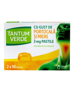 Tantum Verde cu gust de portocala si miere, 3 mg, 20 pastile, Angelini
