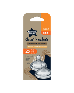 Tetina din silicon anti-colici cu flux rapid, +6 luni, 2 bucati, Tommee Tippee