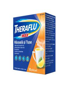 Theraflu Max Raceala si Tuse 1000mg/12,2mg/200mgx10plicuri pulb.pt.sol.orala