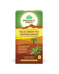 Ceai Bio Tulsi Ashwagandha si Ceai Verde, 25 plicuri, Organic India