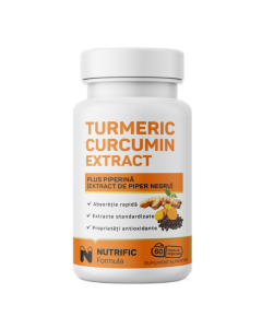 Turmeric Curcumin Extract plus Piperina 500mg, 60 capsule vegetale, Nutrific