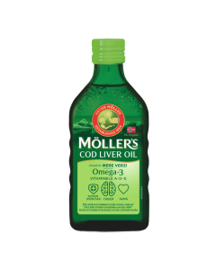 Cod liver oil Omega-3 aroma de mere verzi, 250ml, Moller's 