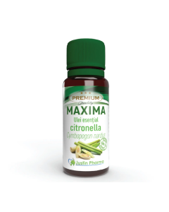 Ulei esential de citronella Maxima, uz extern, 10 ml, Justin Pharma