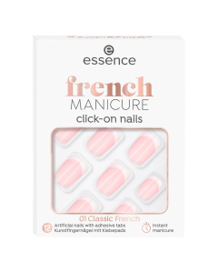 Unghii false French Manicure Click-On, 01 Classic French, 12 bucati, Essence