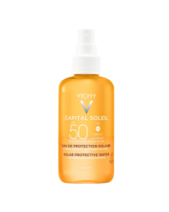 Apă de protecție solară pentru un bronz de durata, SPF 50, Capital Soleil, 200 ml, Vichy
