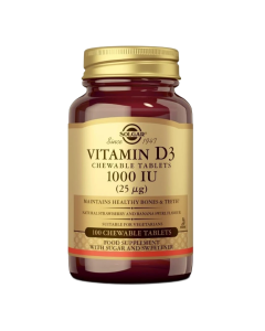 Vitamina D3 1000 UI, 100 tablete masticabile, Solgar
