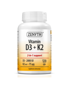 Vitamin D3 + K2, 120 capsule, Zenyth