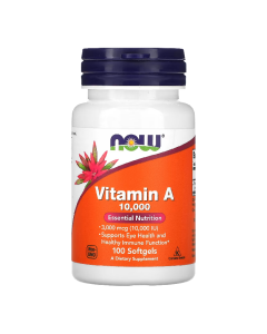 Vitamina A, 10,000 UI, 100 gelule moi, Now Foods