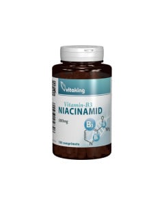 Vitamina B3 (niacinamida) 500mg, 100 comprimate, Vitaking