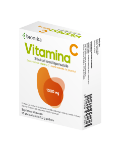 Vitamina C, 1000 mg, 10 stickuri cu pulbere orodispersabila, Bionika