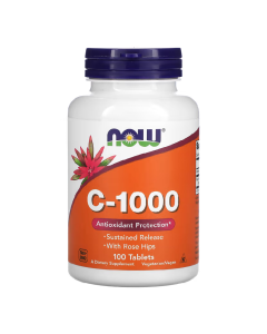 Vitamina C-1000 mg si macese cu eliberare treptata, 100 tablete, Now Foods