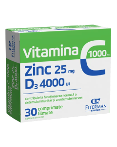 FITERMAN Vitamina C 1000 + Zinc 25 + D3 4000, 30 comprimate