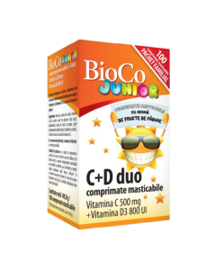 Vitamina C+D Junior, 100 comprimate, BioCo