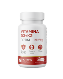 Vitamina D3 2000UI si K2 75mcg Optim, 30 capsule, Nutrific