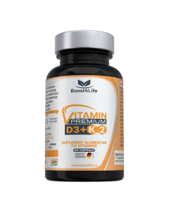 Vitamina D3+K2 Premium (2000 UI), MGCaps®, 60 capsule vegetale, Boost4Life