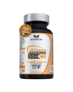 Vitamina D3+K2 Premium (2000 UI), MGCaps®, 60 capsule vegetale, Boost4Life