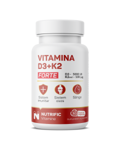 Vitamina D3 5000UI si K2 100mcg Forte, 30 capsule, Nutrific
