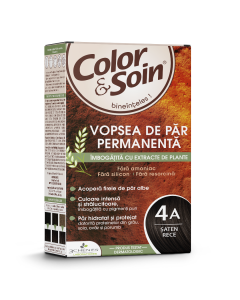 Vopsea de par fara amoniac, fara silicon, saten rece, 4A, Color&Soin