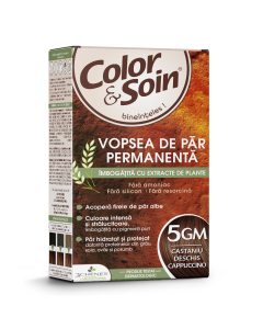 Vopsea de par fara amoniac, fara silicon, 5GM, castaniu deschis cappuccino, Color&Soin