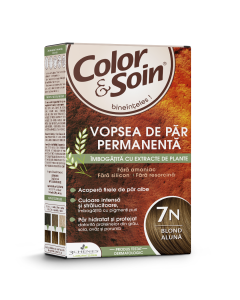 Vopsea de par fara amoniac, fara silicon, blond aluna, 7N, Color&Soin