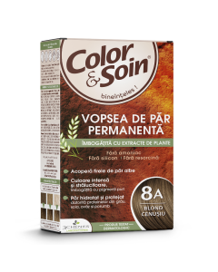 Vopsea de par fara amoniac, fara silicon, blond cenusiu, 8A, Color&Soin