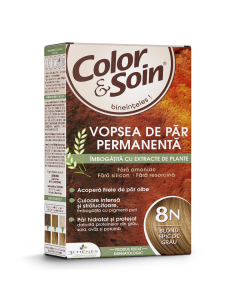 Vopsea de par fara amoniac, fara silicon, blond spic de grau, 8N, Color&Soin
