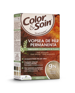 Vopsea de par fara amoniac, fara silicon, blond miere, 9N, Color&Soin