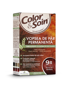 Vopsea de par fara amoniac, fara silicon, roscat aprins, 9R, Color&Soin