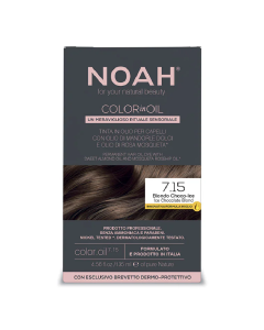 Vopsea de par permanenta fara amoniac, 7.15 Blond Ciocolatiu Rece, Color in Oil, 135 ml, Noah