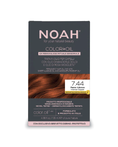 Vopsea de par permanenta fara amoniac, 7.44 Intense Copper, Color in Oil, 135 ml, Noah