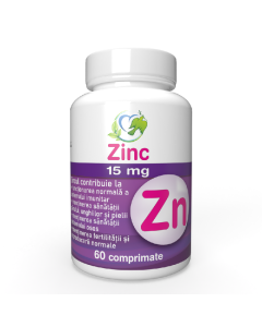 Zinc, 15 mg, 60 comprimate, Justin Pharma