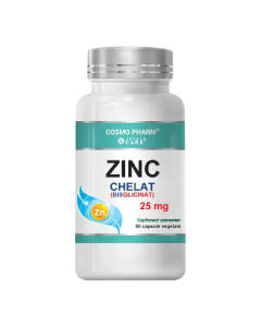 Zinc Bisglicinat (chelat), 25 mg, 60 capsule vegetale, Cosmo Pharm