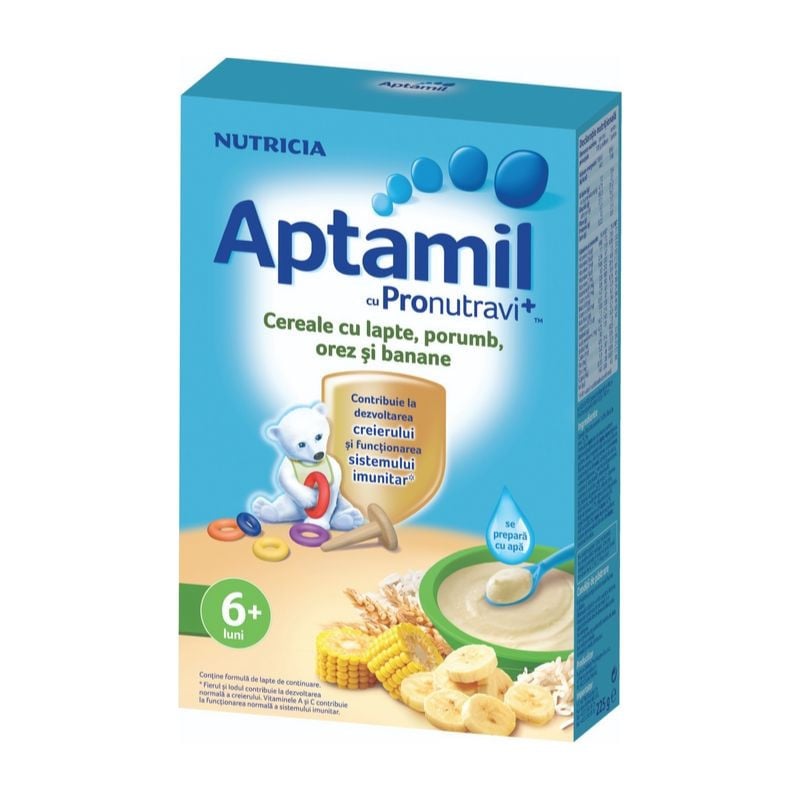 Aptamil Cereale cu lapte Porumb Orez Banane, 225g