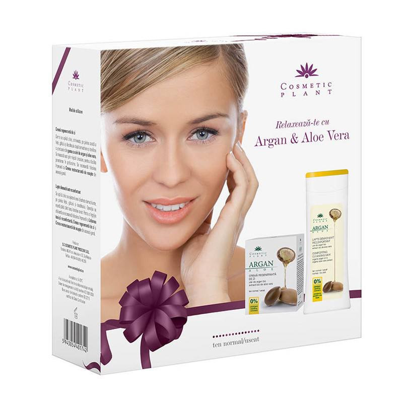 Set Cadou crema regeneranta de zi Argan 50ml+Lapte demachiant Argan 200ml