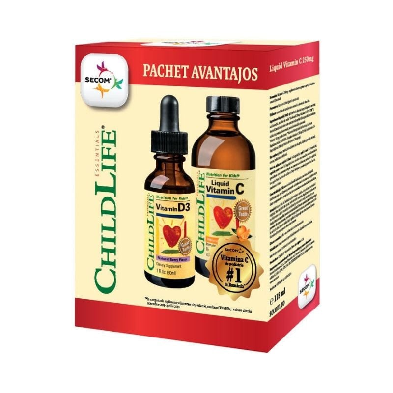 Secom Kit Imunitate copii Vitamin C, 118 ml + Vitamin D3, 30 ml