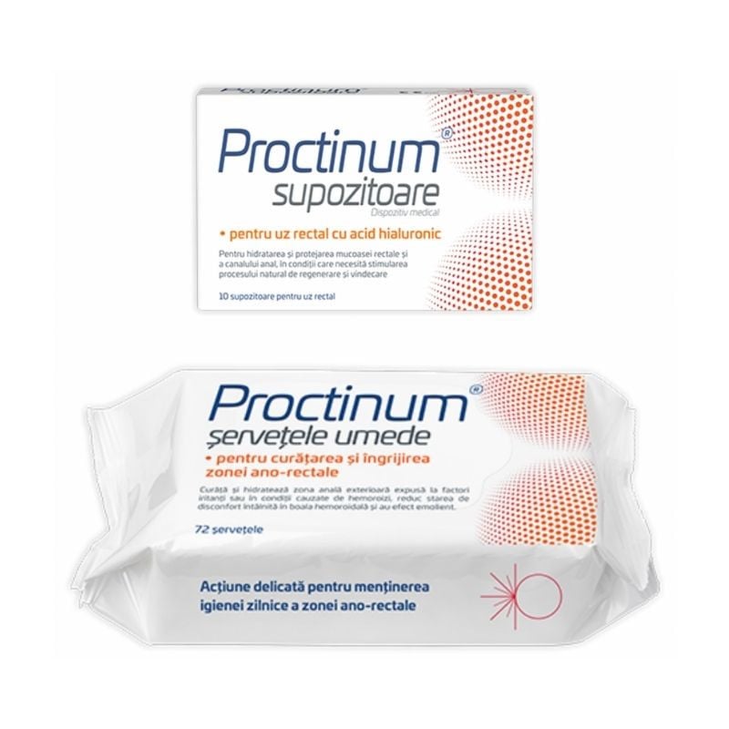 10 supozitoare Proctinum+ Servetele umede 72 bucati, Zdrovit